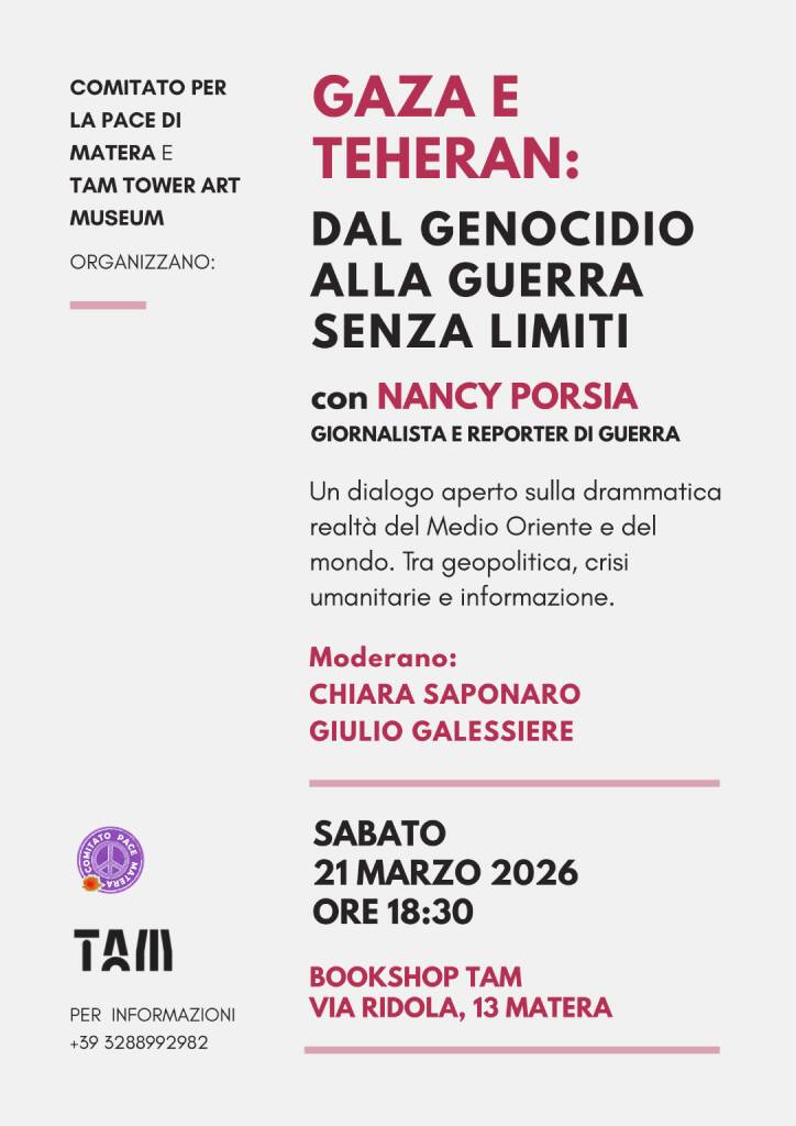 Dal genocidio alla guerra senza limiti. Un incontro pubblico con la reporter di guerra Nancy Porsia - Basilicata