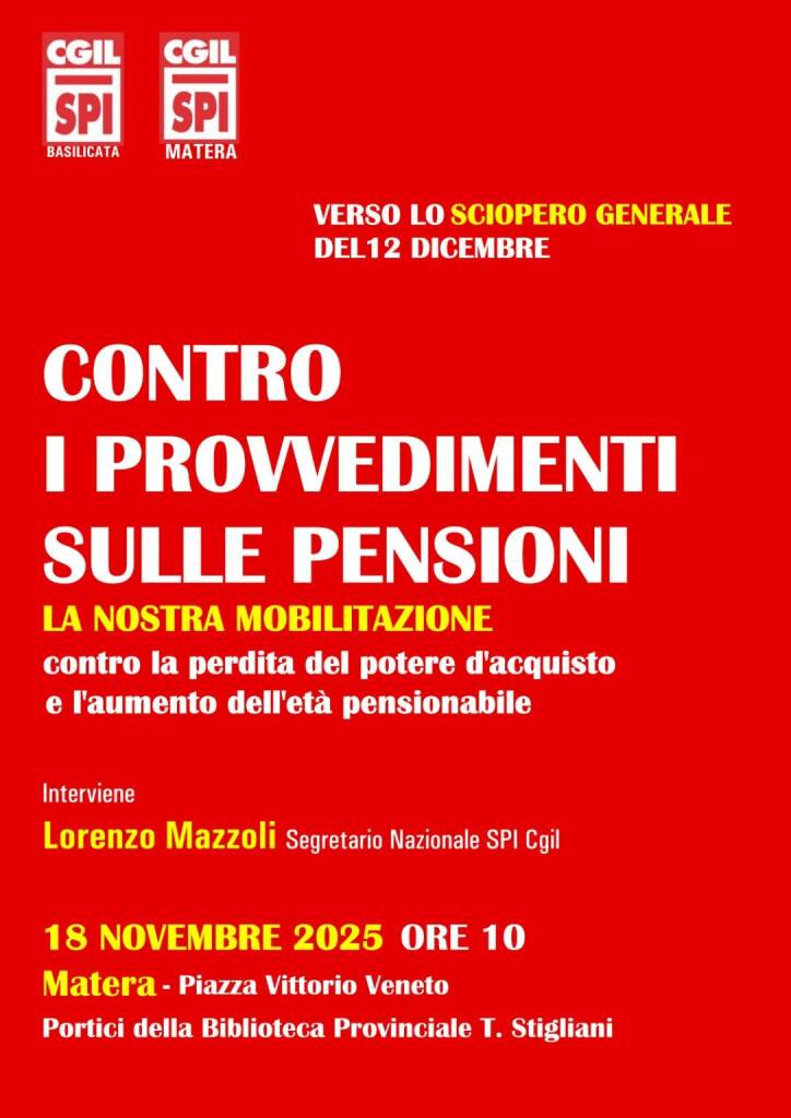 Immagine del post 13941 - Basilicata “Una manovra contro i più deboli”, a Matera un presidio contro i provvedimenti sulle pensioni - Basilicata