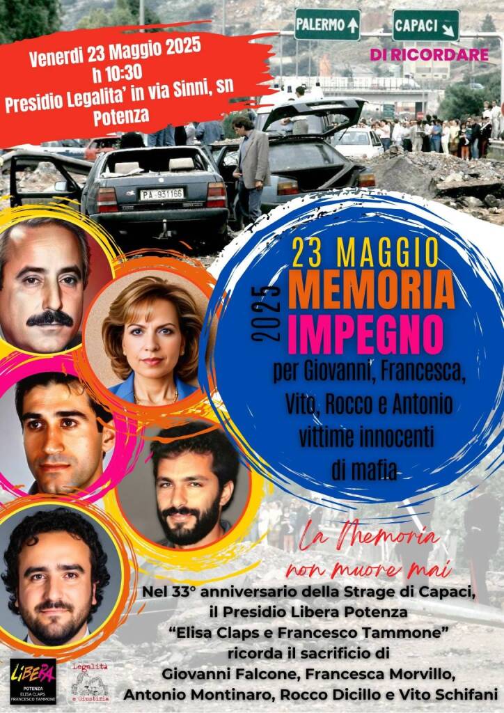Immagine del post 7416 - Basilicata Strage di Capaci, a Potenza un evento per ricordare le vittime - Basilicata