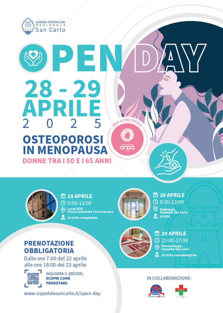 Immagine del post 6220 - Basilicata Osteoporosi in menopausa, al via le visite gratuite al San Carlo: prenotazioni aperte dal 22 al 23 aprile - Basilicata