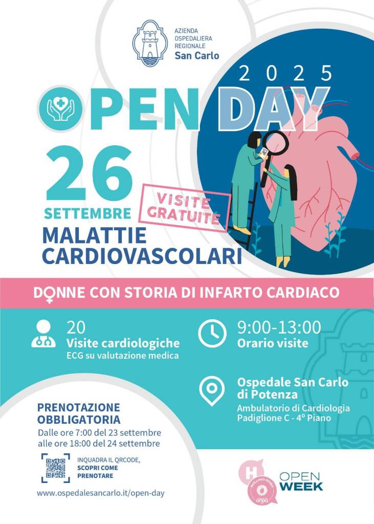 Immagine del post 11863 - Basilicata Al San Carlo di Potenza visite cardiologiche gratuite per donne con storia di infarto - Basilicata
