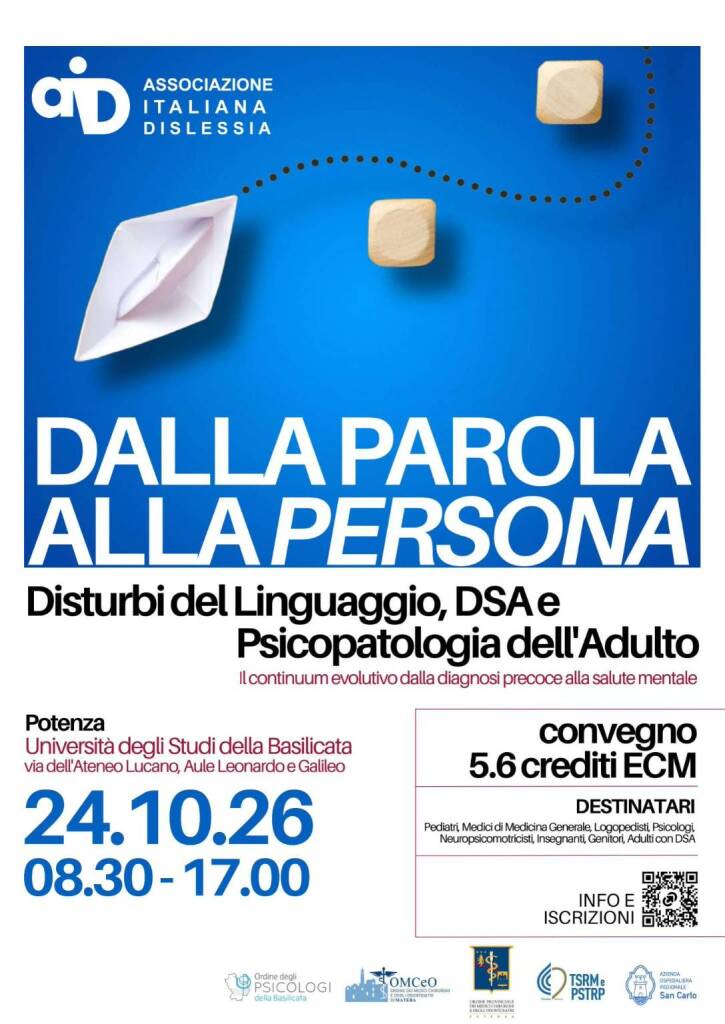 Immagine del post 26354 - Basilicata A Potenza un convegno sui Disturbi Specifici dell’Apprendimento - Basilicata