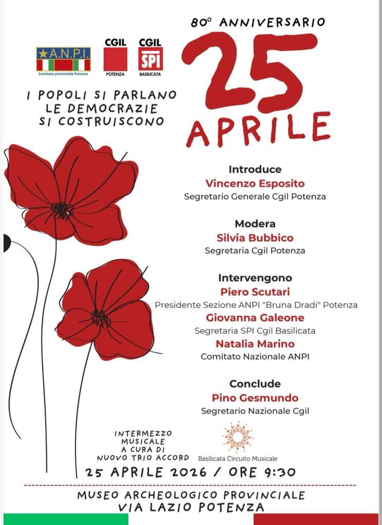 25 Aprile, Cgil: La memoria ma deve diventare impegno quotidiano - Basilicata