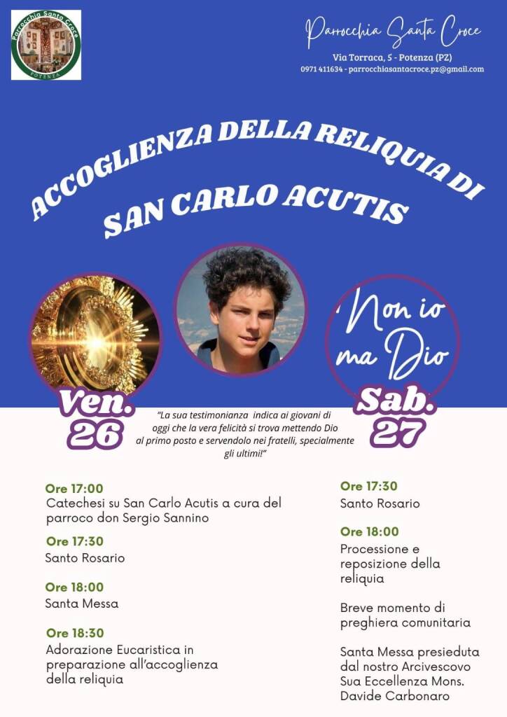 La reliquia di San Carlo Acutis a Potenza - Basilicata