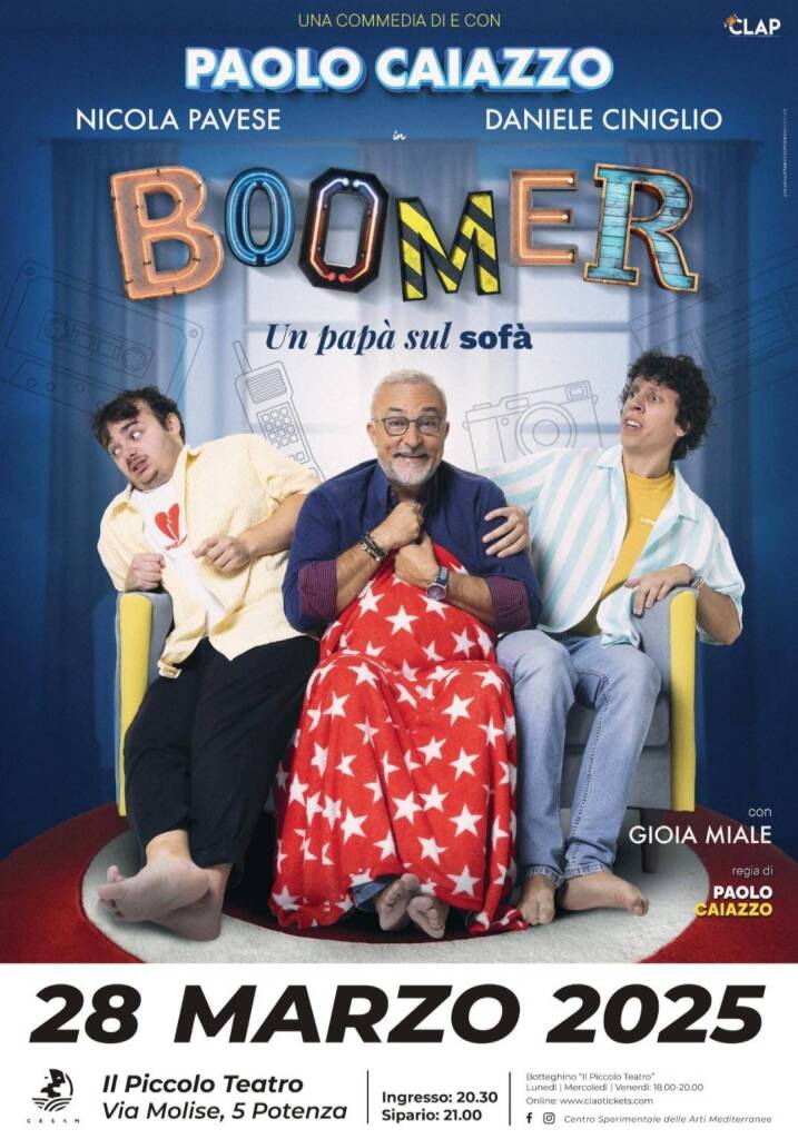 “Boomer-Un papà sul sofà”, al Piccolo Teatro Cesam di Potenza con Paolo Caiazzo - Basilicata