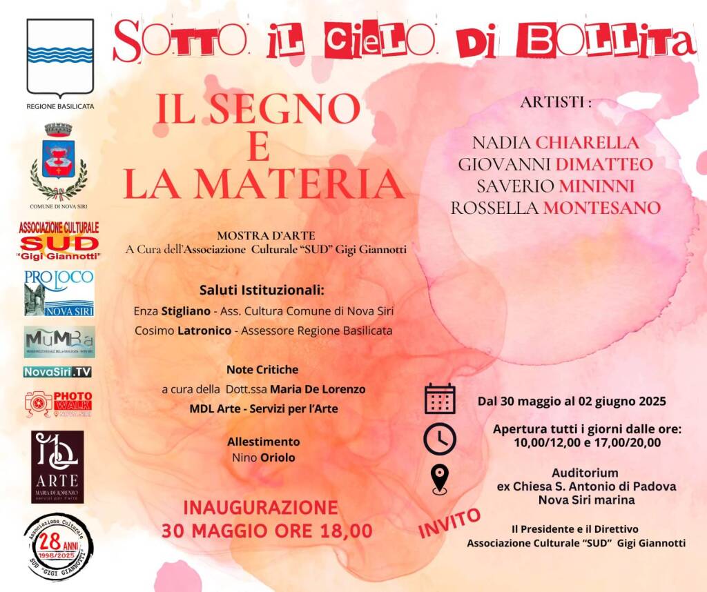 Immagine del post 7710 - Basilicata Il segno e la materia, a Nova Siri una collettiva d’arte - Basilicata