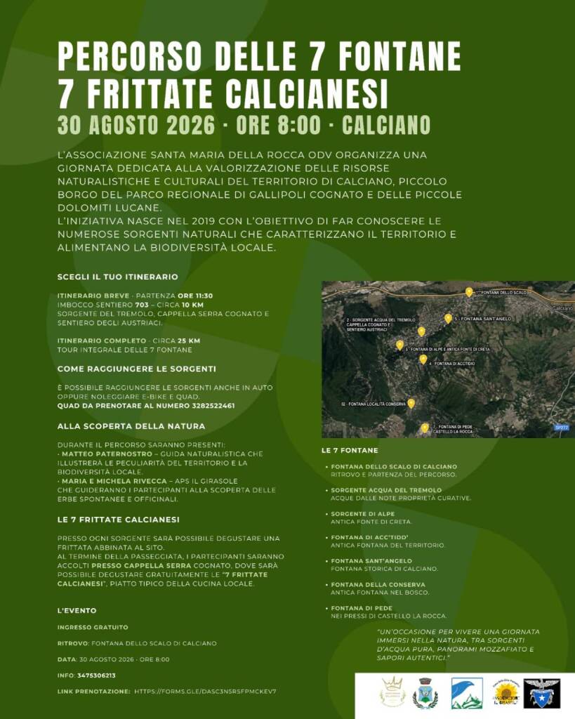 Immagine del post 24282 - Basilicata A Calciano il Percorso delle 7 Fontane e delle 7 Frittate - Basilicata