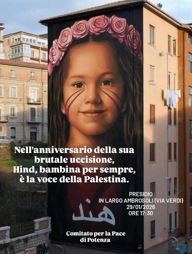 Immagine del post 16506 - Basilicata Potenza, il Comitato per La Pace ricorda Hind Rajab - Basilicata