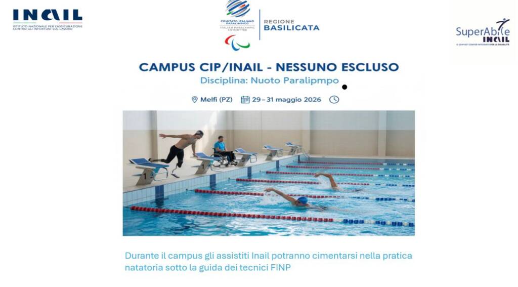 Immagine del post 21025 - Basilicata Inclusione nello sport: a Melfi con il Campus Nuoto paralimpico - Basilicata