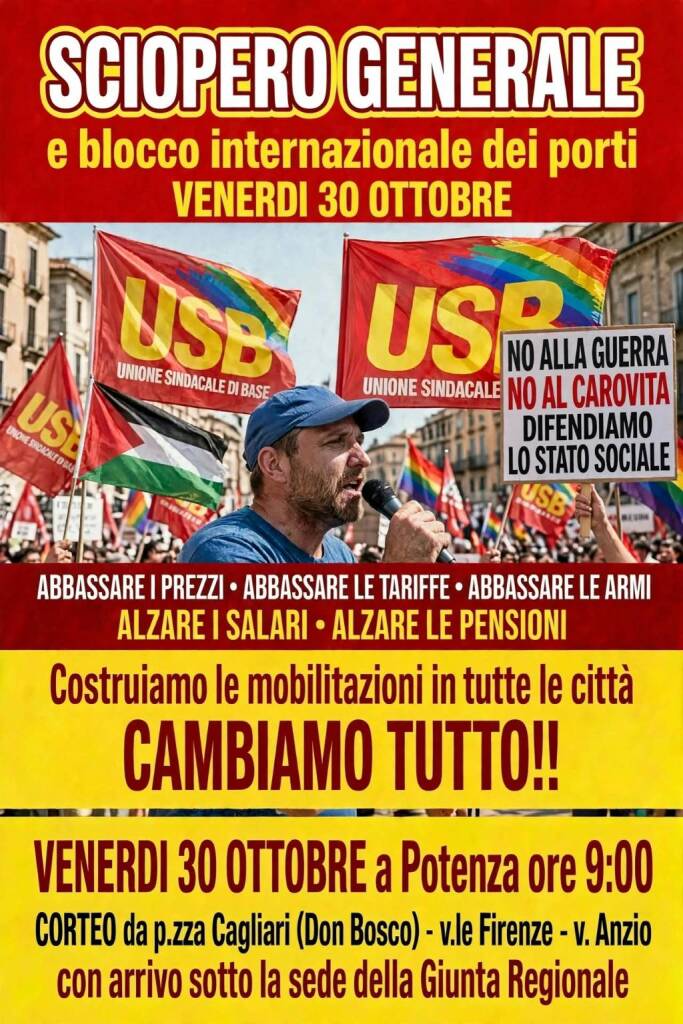 Immagine del post 26608 - Basilicata Sciopero nazionale: iniziative a Potenza e rilancio della “vertenza Basilicata” - Basilicata