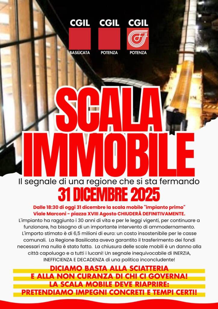 Immagine del post 15457 - Basilicata Chiusura definitiva scale mobili impianto primo a Potenza , volantinaggio della Cgil - Basilicata