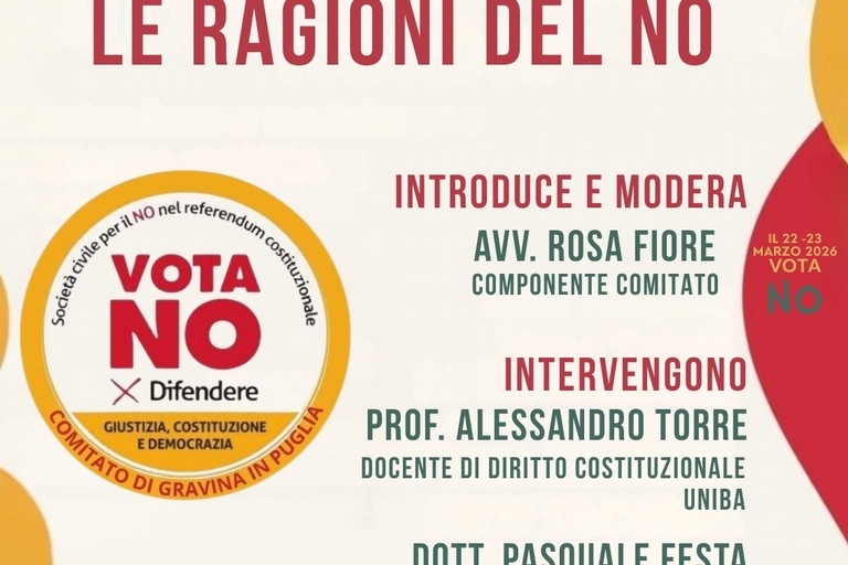 Immagine del post 17882 - Gravina in Puglia Referendum giustizia, incontro del comitato del No - Gravina in Puglia