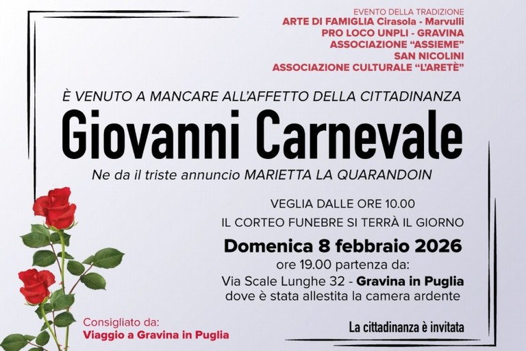 Immagine del post 16942 - Gravina in Puglia A Gravina va in scena il funerale di Giovanni Carnevale - Gravina in Puglia