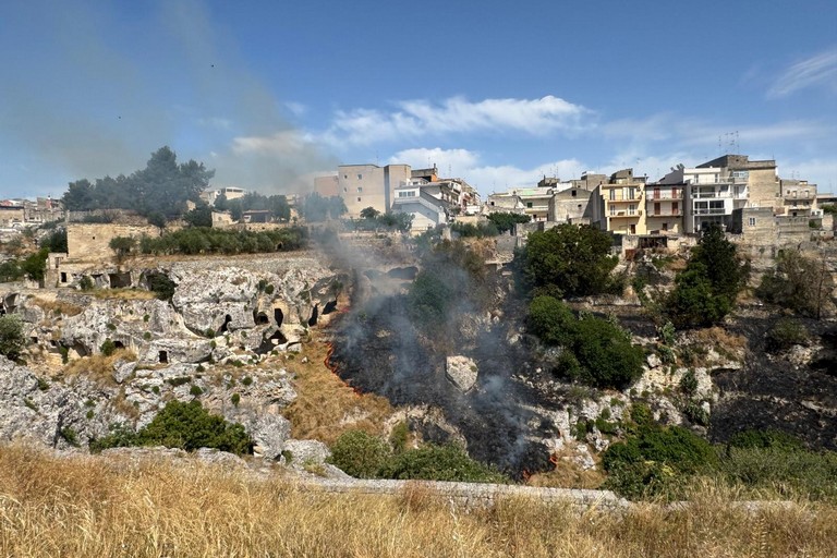 Incendio sul costone della Gravina - Gravina in Puglia