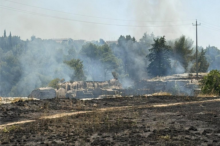 Incendio nei pressi della zona archeologica Padre Eterno - Gravina in Puglia