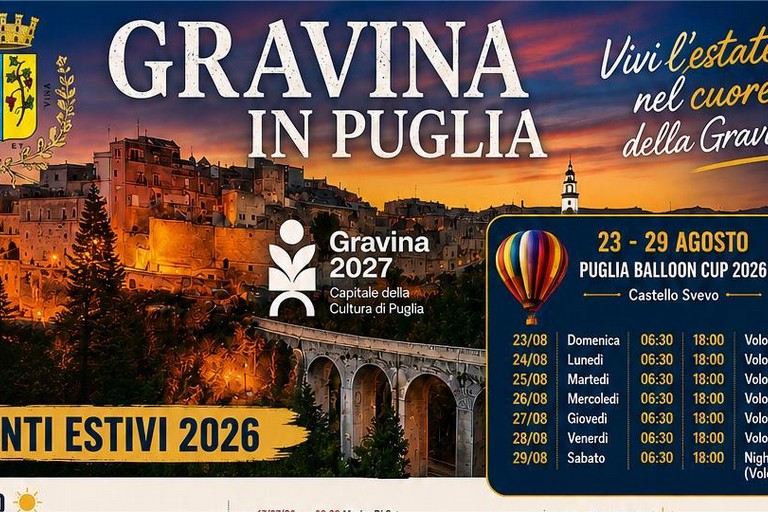 Numerosi eventi per l’Estate Gravinese 2026 - Gravina in Puglia