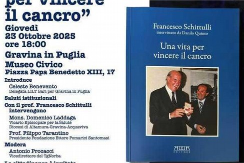 Immagine del post 12970 - Gravina in Puglia A Gravina Schittulli presenta “Una vita per vincere il cancro” - Gravina in Puglia