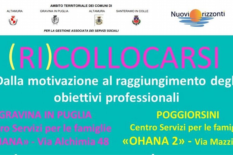 Immagine del post 4776 - Gravina in Puglia Ri)collocarsi – Dalla motivazione al raggiungimento degli obiettivi professionali - Gravina in Puglia