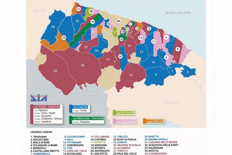 Immagine del post 7856 - Gravina in Puglia Mappa dei Clan mafiosi a Bari e provincia - Gravina in Puglia