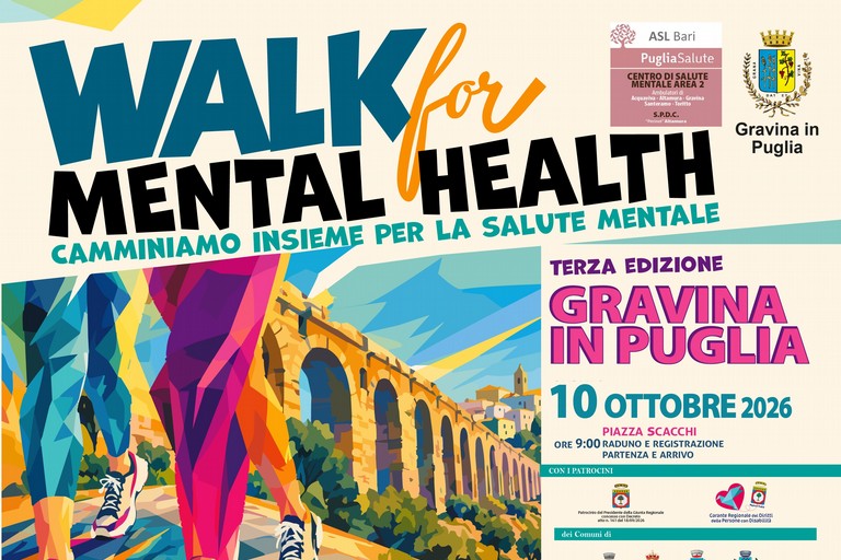 Immagine del post 25486 - Gravina in Puglia Walk for mental Health: camminiamo insieme per la Salute mentale - Gravina in Puglia