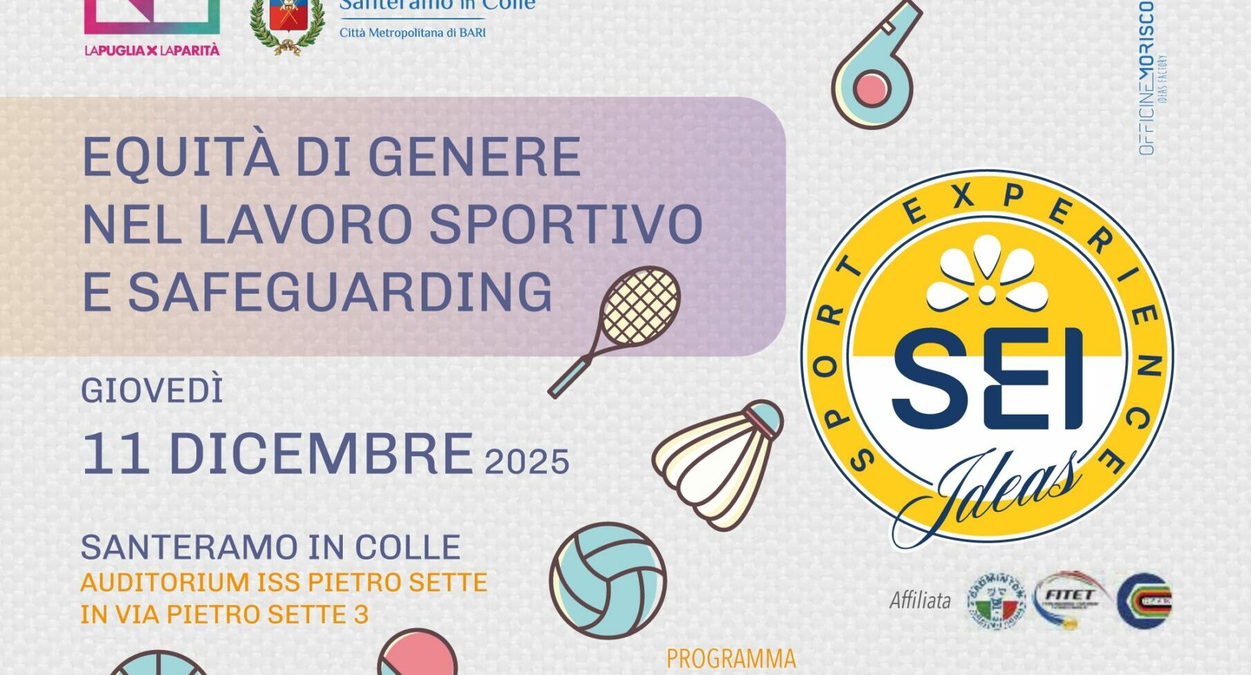 Equità di Genere e Safeguarding: a Santeramo il convegno sulla nuova riforma del lavoro sportivo - Santeramo in Colle