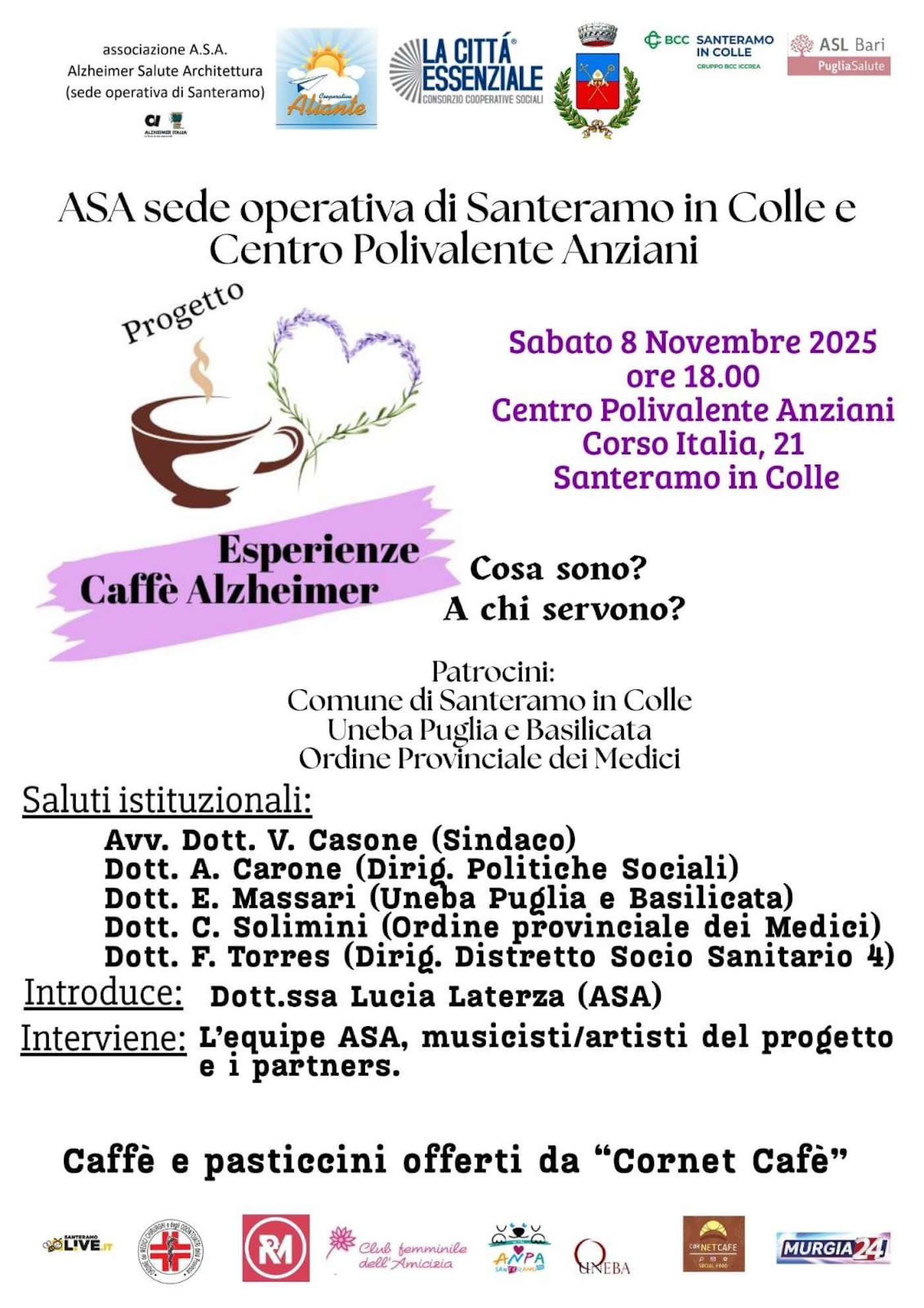 Questa sera si parla di Alzheimer al Centro polivalente anziani - Santeramo in Colle