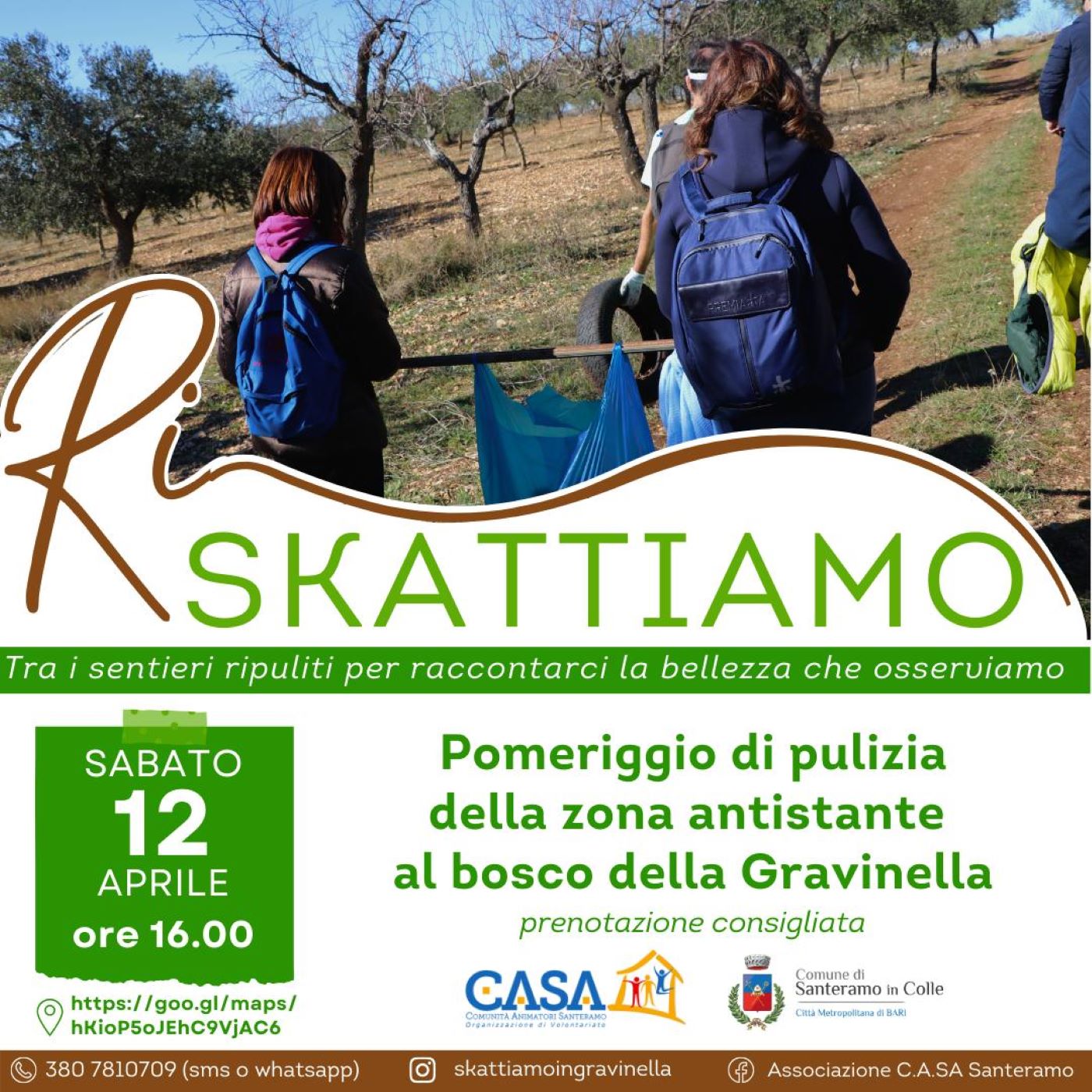 Immagine del post 5564 - Santeramo in Colle “Ri-Skattiamo in Gravinella”, sabato una nuova giornata di pulizia e cultura del territorio nei pressi del bosco della Gravinella - Santeramo in Colle