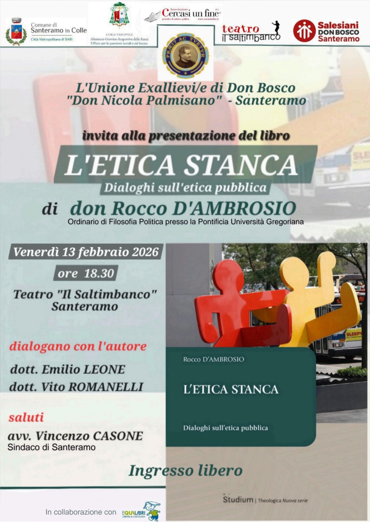 Immagine del post 17053 - Santeramo in Colle Venerdì al Teatro Saltimbanco la presentazione del libro “L’etica stanca” di don Rocco D’Ambrosio - Santeramo in Colle