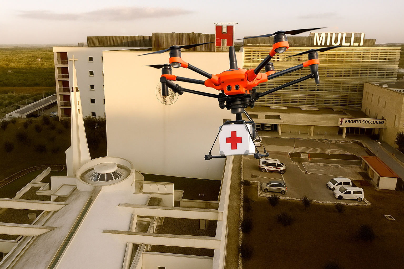 Immagine del post 13770 - Santeramo in Colle Droni per trasporti medicali, l’Ospedale Miulli protagonista dei servizi aerei per la sanità - Santeramo in Colle