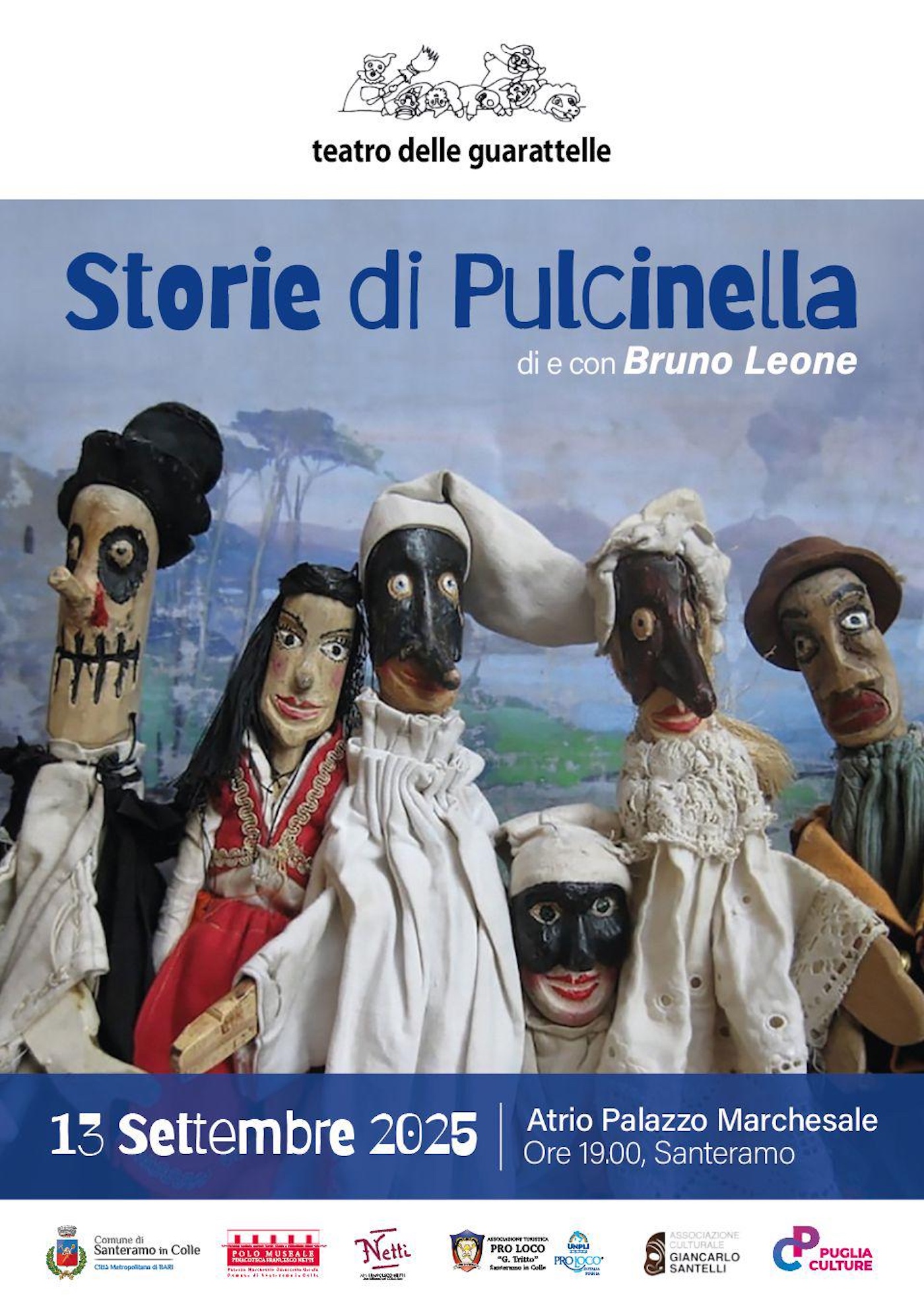 Immagine del post 11562 - Santeramo in Colle “Storie di Pulcinella”, questa sera Bruno Leone porta in scena il fascino dei burattini nel Palazzo Marchesale - Santeramo in Colle