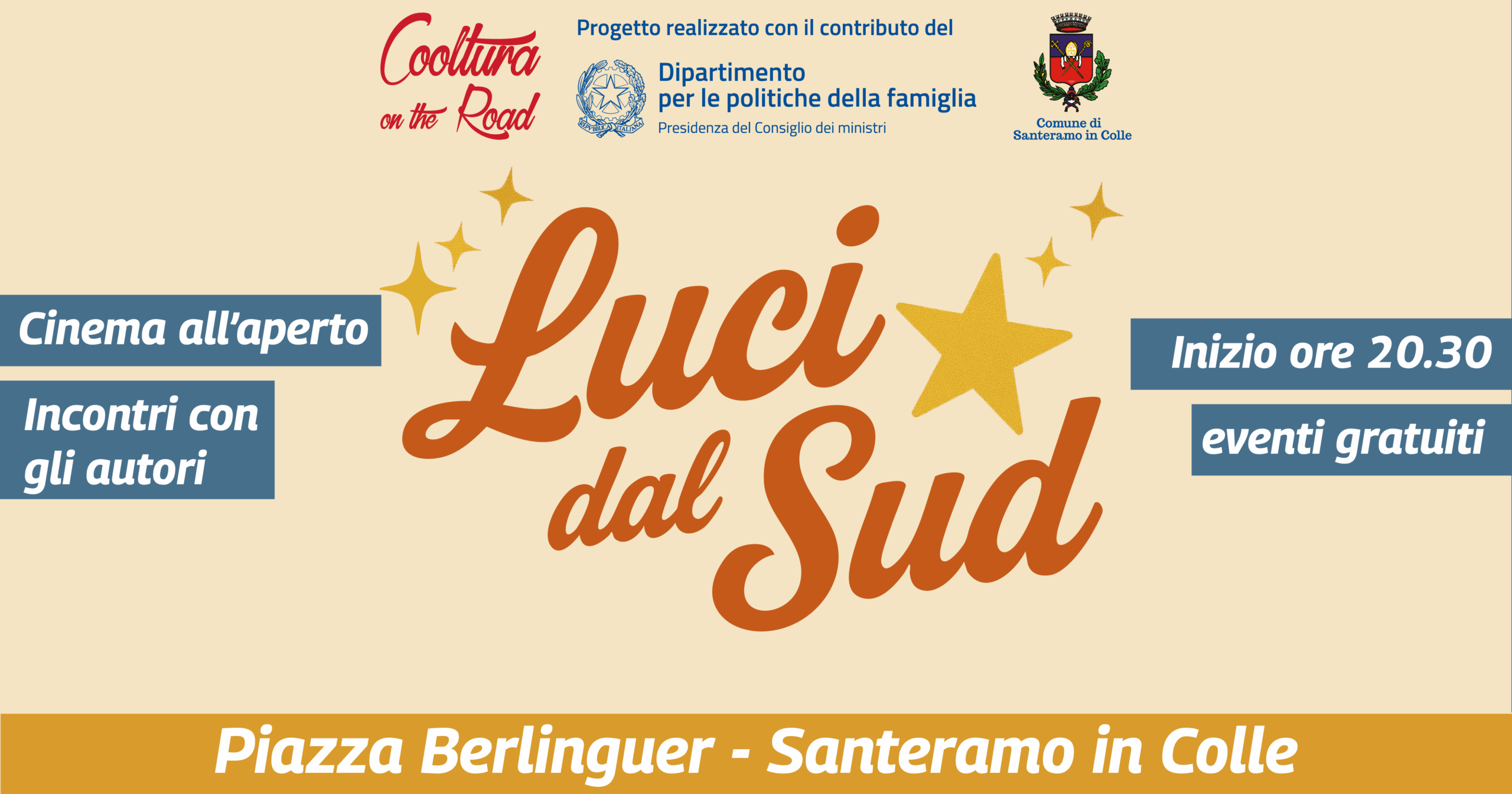“Luci dal Sud”, a partire da domani e per altri appuntamenti piazza Berlinguer si trasforma in un cinema all’aperto - Santeramo in Colle
