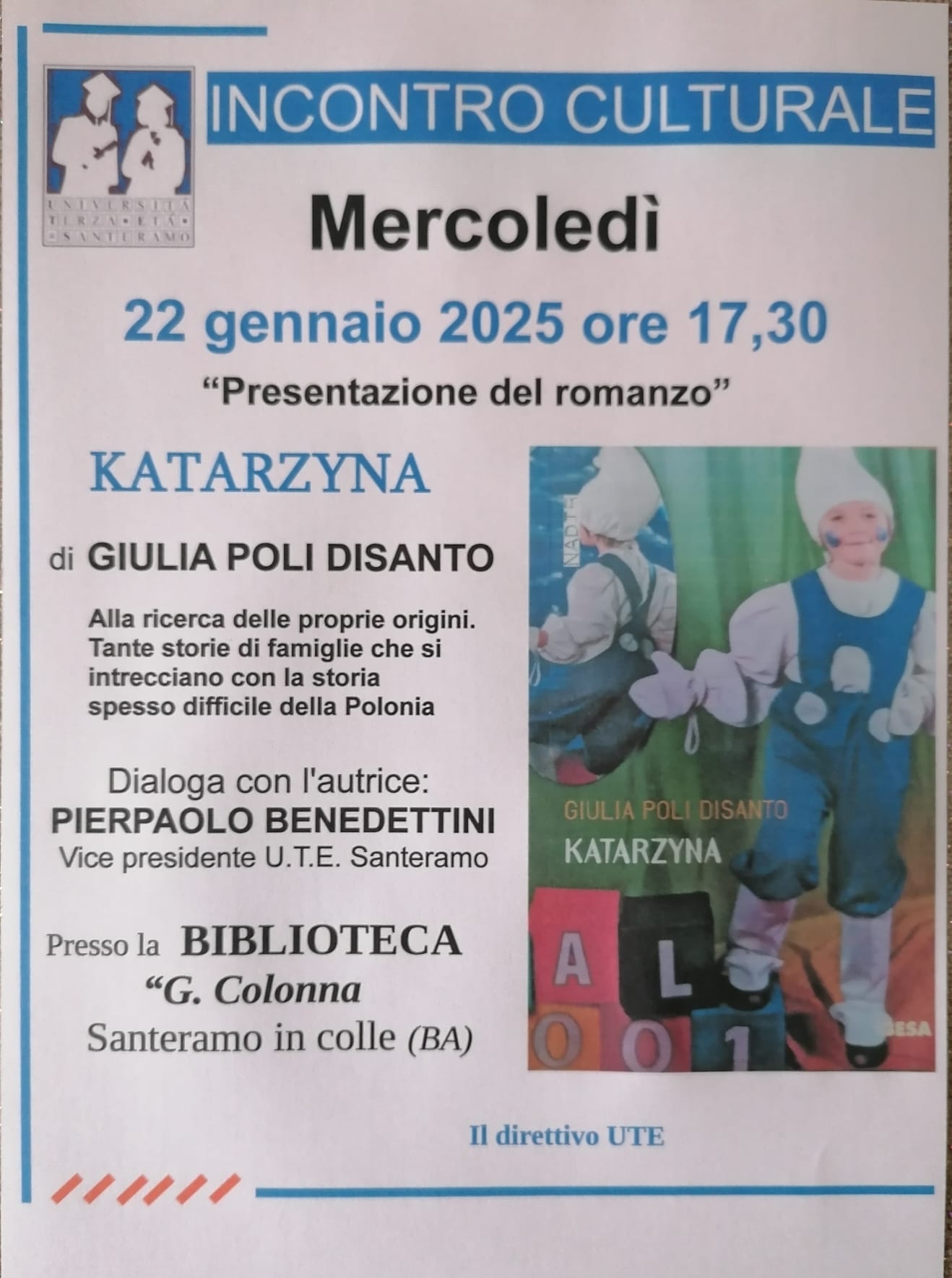 Immagine del post 885 - Santeramo in Colle “Katarzyna” oggi la presentazione del nuovo romanzo di Giulia Poli Disanto - Santeramo in Colle